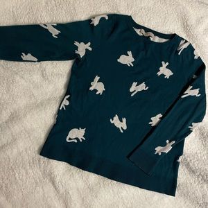 Women’s Loft Teal Bunny Sweater Size Large